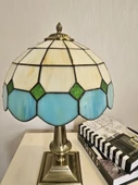 Yüceeller El Yapımı Eskitme Vitray Retro Barok Abajur Masa Lambası Oturma Yatak Odası yeşil beyaz - 3