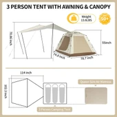 Naturehike Ango Picnic Otomatik Kurulum 3 Kişilik Çadır  Standart - 5