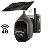 6MP IP Çift Kameralı 4G Sim Kartlı Solar 128GB SD Kart Destekli PTZ Güvenlik Kamerası-Adtp22-4 - 1