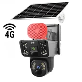 Solar Panelli, Güneş Enerjili, SIM Kartlı 4G, 6MP Çift Lensli Hareket Algılamalı PTZ Güvenlik Kamera - 1