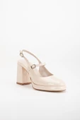 Kadın Abiye Platform Topuklu Ayakkabı Ten Rugan Yuvarlak Burun thumbnail 4