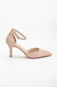 Büyük Numara Kadın Topuklu Ayakkabı Nude Karnı Yarık Model Baretli Cilt thumbnail 3