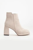 Kadın Platform Topuklu Bot Ten Süet Yüzüdüz Fermuarlı thumbnail 3
