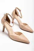 Büyük Numara Kadın Topuklu Ayakkabı Nude Karnı Yarık Model Baretli Cilt thumbnail 1