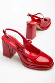 Kadın Abiye Platform Topuklu Ayakkabı Kırmızı Rugan Yuvarlak Burun thumbnail 1