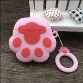 Brokoli Home Airpods Pro-Pro 2.nesil uyumlu 3d Kopçalı Kulaklık Kılıfı Pembe Patiler - 1