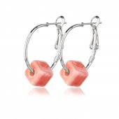 KL-PEMBE KÜP BONCUK HALKA SİLVER RENK KÜPE - 1