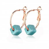 KL-YEŞİL KÜP BONCUK HALKA ROSE RENK KÜPE - 1