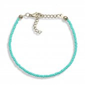 KL-KUM BONCUK DİZİ BİLEKLİK YEŞİL BONCUK SİLVER RENK - 1