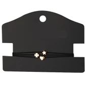 KL-ÜÇLÜ OBJE ÜÇLÜ İP BİLEKLİK SİYAH İP ROSE RENK - 1