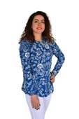 Kadın Çiçek Baskılı Düğmeli Viscon Bluz BGL-ST04268 - 4
