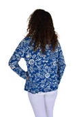 Kadın Çiçek Baskılı Düğmeli Viscon Bluz BGL-ST04268 - 5