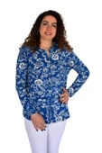 Kadın Çiçek Baskılı Düğmeli Viscon Bluz BGL-ST04268 - 2
