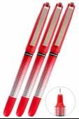 Kırmızı Pilot Kalem 3 Adet Uniball Eye Needle 0.5 mm İğne Uçlu Pilot Kalem Ub-185 S İğne Uçlu Likit Mürekkepli Jel Kalem - 1