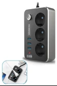 Isıya Dayanıklı Termal Akım Korumalı 2 Mt 10A 2500W 3lü Priz ve 3 Usbi 21A Uzatma Kablosu - 2