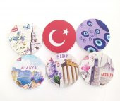 Ahşap 6lı Kupa Bardak Altlığı - 4