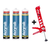 Soudal Silikonize Mastik Yapıştırıcı Gri 500gr 3 Adet Derz Su Geçirmez Boyanabilir-Silikon Tabancası thumbnail 1