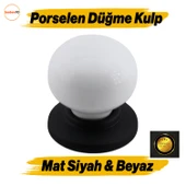 Tere Porselen Mat Siyah Beyaz Düğme Mobilya Mutfak Çekmece Dolap Dolabı Kulpu Kulbu Kulpları - 1
