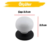Tere Porselen Mat Siyah Beyaz Düğme Mobilya Mutfak Çekmece Dolap Dolabı Kulpu Kulbu Kulpları - 2