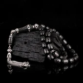 ZİRKON SET GÜMÜŞ PÜSKÜLLÜ NOKTA İŞLEMELİ ATEŞ KEHRİBAR TESBİH thumbnail 2