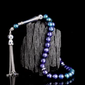 ZİRKON TAŞ GÜMÜŞ PÜSKÜLLÜ RENK DEĞİŞTİREN HİS TAŞI TESBİH thumbnail 1