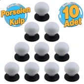 10 Adet Tere Porselen Mat Siyah Beyaz Düğme Mobilya Mutfak Çekmece Dolap Dolabı Kulpu Kulbu Kulpları thumbnail 1