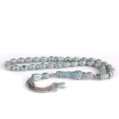 TURKUAZ MİKRO ZİRKON TAŞLI 925 AYAR GÜMÜŞ TESBİH thumbnail 4