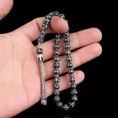 TURKUAZ ZİRKON TAŞ İŞLEMELİ TAMAMI 925 AYAR GÜMÜŞ TESBİH thumbnail 3