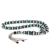 TURKUAZ RENK MİNELİ ZİRKON TAŞLI 925 AYAR GÜMÜŞ TESBİH thumbnail 4