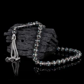 TURKUAZ ZİRKON TAŞ İŞLEMELİ TAMAMI 925 AYAR GÜMÜŞ TESBİH thumbnail 2