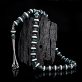 TURKUAZ RENK MİNELİ ZİRKON TAŞLI 925 AYAR GÜMÜŞ TESBİH thumbnail 1