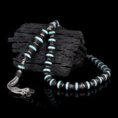 TURKUAZ RENK MİNELİ ZİRKON TAŞLI 925 AYAR GÜMÜŞ TESBİH thumbnail 2