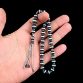 TURKUAZ RENK MİNELİ ZİRKON TAŞLI 925 AYAR GÜMÜŞ TESBİH thumbnail 3