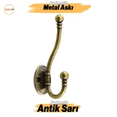 Misket Askı Antik Sarı Vestiyer Portmanto Dolap Askılığı Duvar Banyo Askılık Mutfak Elbise Askısı thumbnail 1
