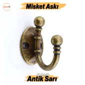 Misket Askı Antik Sarı Vestiyer Dolap Askılık Askılığı Duvar Banyo Mutfak Elbise Çanta Askısı - 1