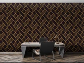 3 Boyutlu Koyu Siyah Geometri Altın Desenli Duvar Kağıdı - 4