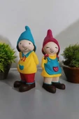 2'li Set Dekoratif Bahçe Ve Balkon Cüceleri Farklı Renklerde Seramik Tozu El Boyaması (24X10 CM) - 4