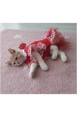 Çiçek Desenli Papyonlu Kırmızı Kedi Köpek Kıyafeti Elbisesi Xxlarge/xxl/beden 5 - 2