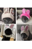 Peluş Tavşan Kulaklı Pembe Kedi Köpek Şapkası Yumuşacık Kedi Köpek Kıyafeti - 7
