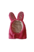 Peluş Tavşan Kulaklı Pembe Kedi Köpek Şapkası Yumuşacık Kedi Köpek Kıyafeti - 5
