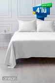 4'lü Lastiksiz Düz Beyaz Çarşaf %100 Pamuk Çift/Tek Kişilik ,63tel - 1