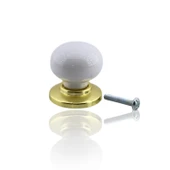 Tere Porselen Gold & Altın Beyaz Düğme Mobilya Mutfak Çekmece Dolap Dolabı Kulpu Kulbu Kulpları - 3