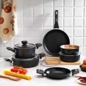 Schafer Rock Stone Tencere Seti 10 Parça-Siyah - 1