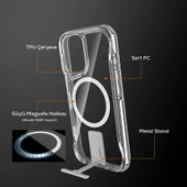 Apple iPhone 16 Kılıf M-safe Şarj Özellikli Zore T-Max Standlı Kapak - 7
