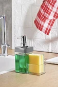 Gri Renkli Sıvı Sabunluk Süngerlik Hazneli 450 ml - 3