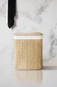 Katlanır Doğal Bambu Dikdörtgen Çamaşır Kirli Sepeti (30*40*50 Cm) - 3