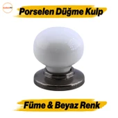 Tere Porselen Füme Beyaz Düğme Mobilya Mutfak Çekmece Dolap Dolabı Kulpu Kulbu Kulpları thumbnail 1