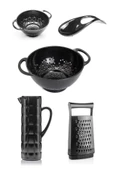Akrilik Siyah 5 Parça Sürahi & Rende & Süzgeç & Mini Süzgeç & Kaşıklık & Mutfak Çeyiz Seti - 5