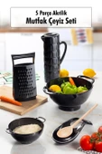 Akrilik Siyah 5 Parça Sürahi & Rende & Süzgeç & Mini Süzgeç & Kaşıklık & Mutfak Çeyiz Seti - 2