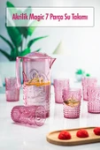 Akrilik Mürdüm Sürahi 2,3 lt Ve 6lı & Su Meşrubat Kahve Yanı Bardağı 400 ml Seti ( Cam Değildir ) - 1